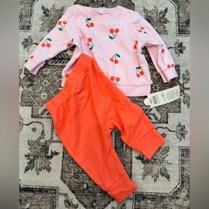 Cat & Jack Cherry Print Pink and Orange Set